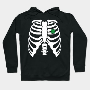 Skeleton Clover Heart Rib Cage X-Ray St Patricks Day Hoodie